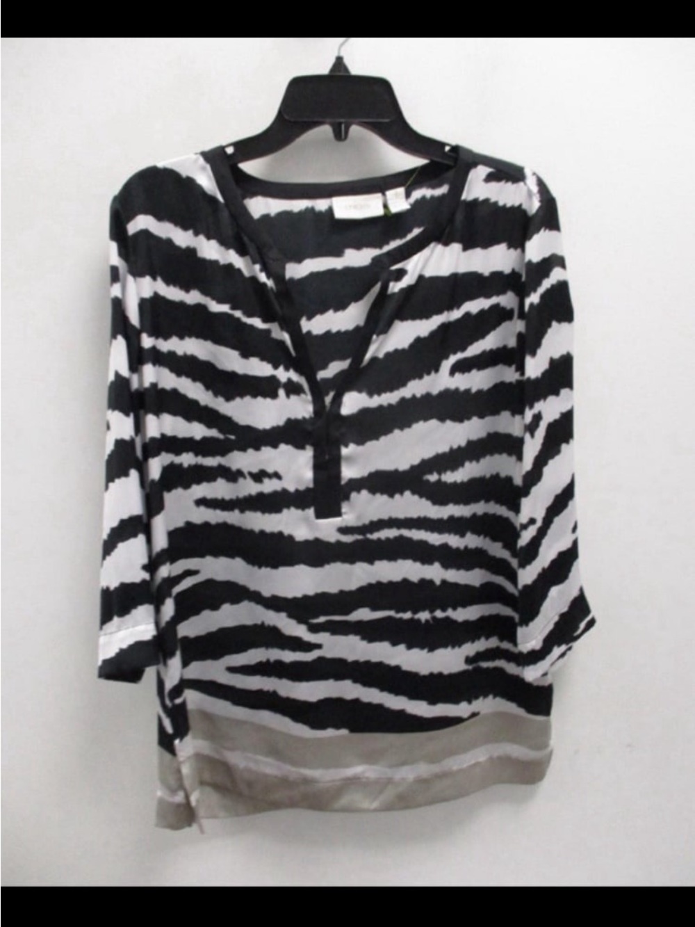 Chico's Black and White Zebra-Stripe Tunic M